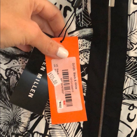 New with tags black-and-white multistrap Karen Millen minidress, size 8 (US) - Picture 12 of 14